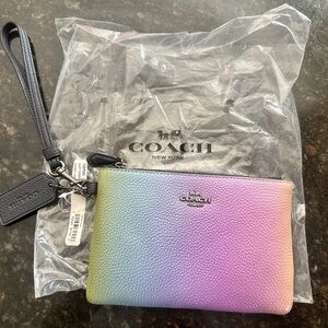 Coach Multicolor Gradient Leather Zipper Wristlet